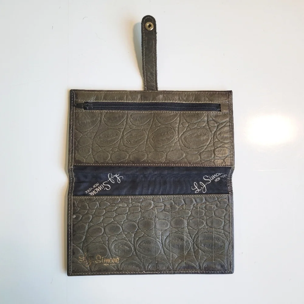 LJ Simone NY Faux Crocodile Leather Women's Wallet Green